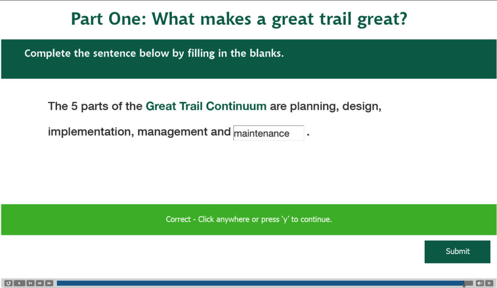 eLearning Quiz Right Answer Sample